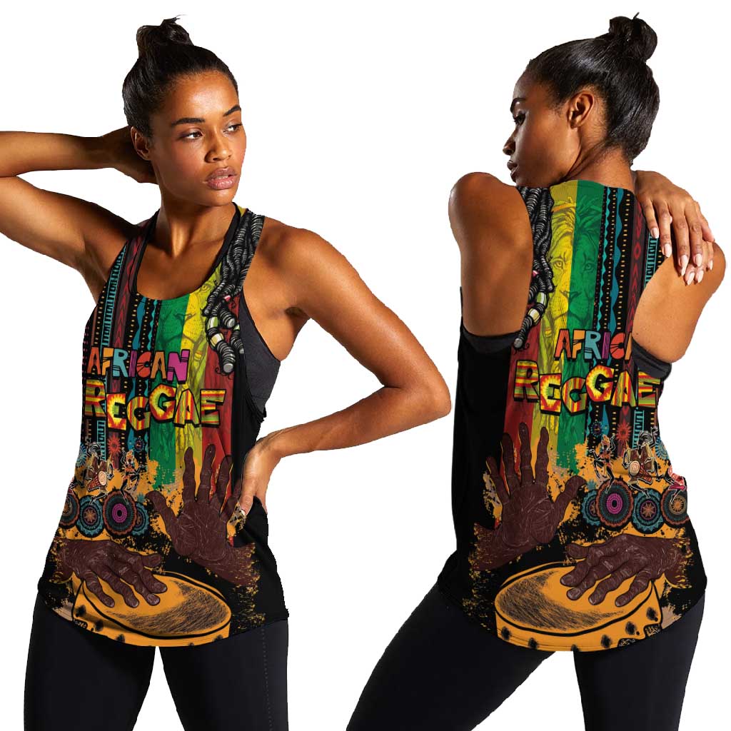 Afro-Caribbean Women Racerback Tank African and Reggae Art Music - African Pride