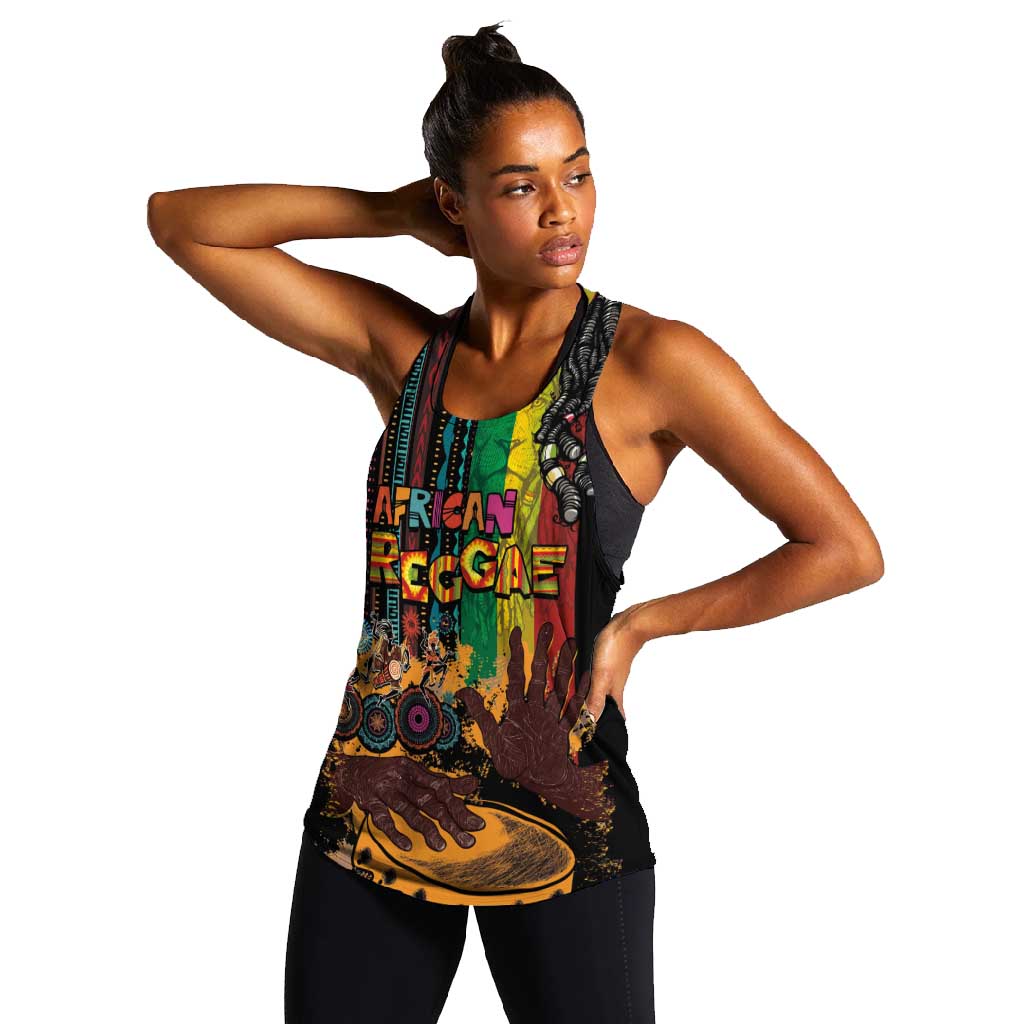 Afro-Caribbean Women Racerback Tank African and Reggae Art Music - African Pride