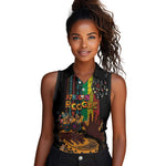 Afro-Caribbean Women Sleeveless Polo Shirt African and Reggae Art Music - African Pride