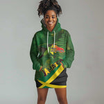 Afro Jamaica Independence Day Hoodie Dress Swallow-tail Hummingbird with Tropical Plants - African Pride