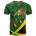 Afro Jamaica Independence Day T shirt Swallow-tail Hummingbird with Tropical Plants - African Pride