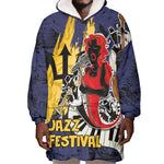 Afro-Barbados Jazz Festival Wearable Blanket Hoodie Abstract Jazz Art