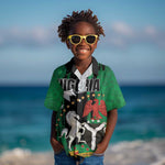 Nigeria Independence Day Kid Hawaiian Shirt - National Seal with Peace Dove - African Pattern