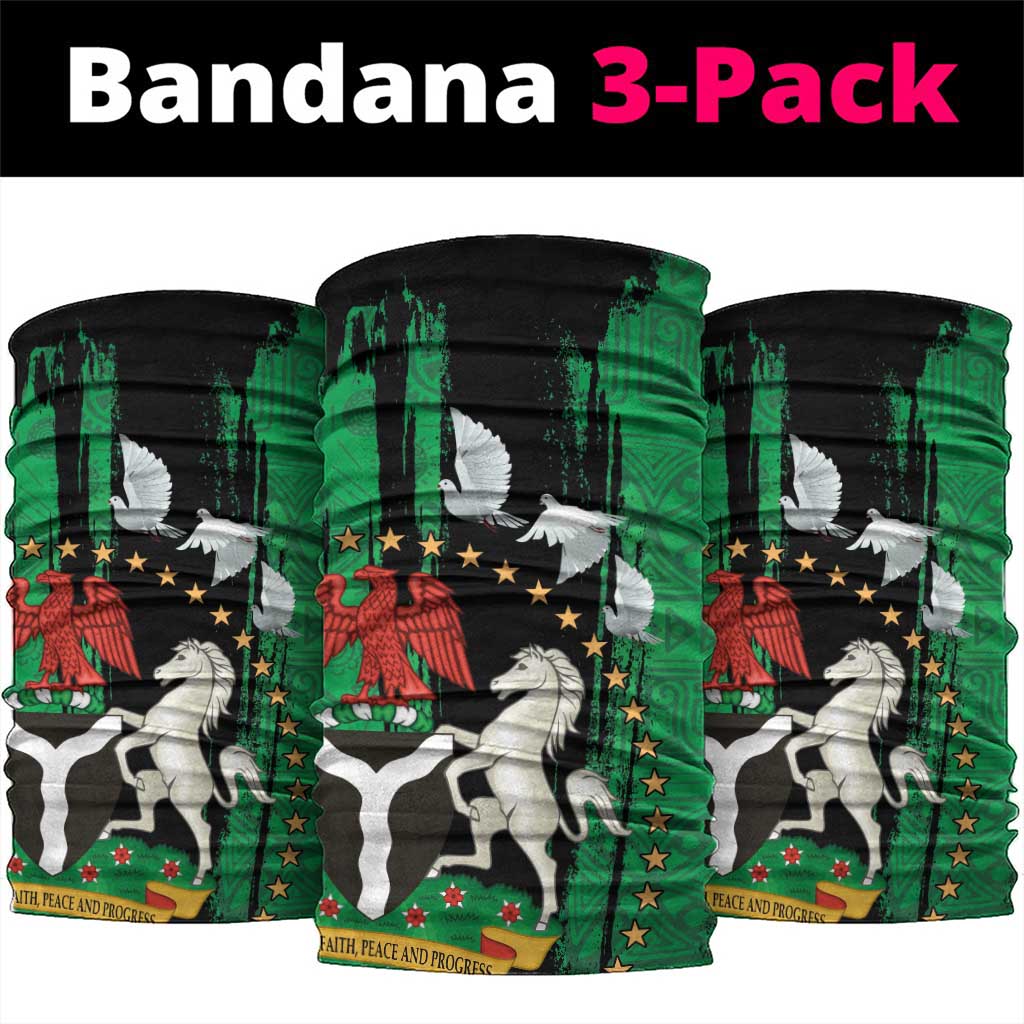 Nigeria Independence Day Neck Gaiter - National Seal Peace Dove - African Pattern LT03