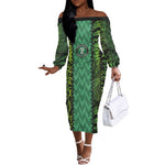 Custom Nigeria Football Off The Shoulder Long Sleeve Dress Champions-Special Edition - African Pride