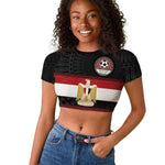 Egypt National Football Custom Raglan Cropped T shirt Egyptian Geometric - African Pride