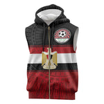 Egypt National Football Custom Sleeveless Zip Hoodie Egyptian Geometric - African Pride