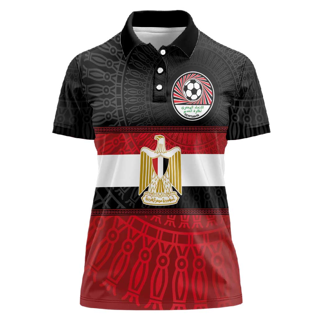 Egypt National Football Custom Women Polo Shirt Egyptian Geometric - African Pride