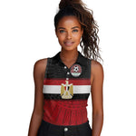 Egypt National Football Custom Women Sleeveless Polo Shirt Egyptian Geometric - African Pride