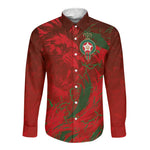Morocco National Football Custom Long Sleeve Button Shirt Atlas Lions Sporty Grunge Style - African Pride
