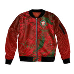 Morocco National Football Custom Sleeve Zip Bomber Jacket Atlas Lions Sporty Grunge Style - African Pride