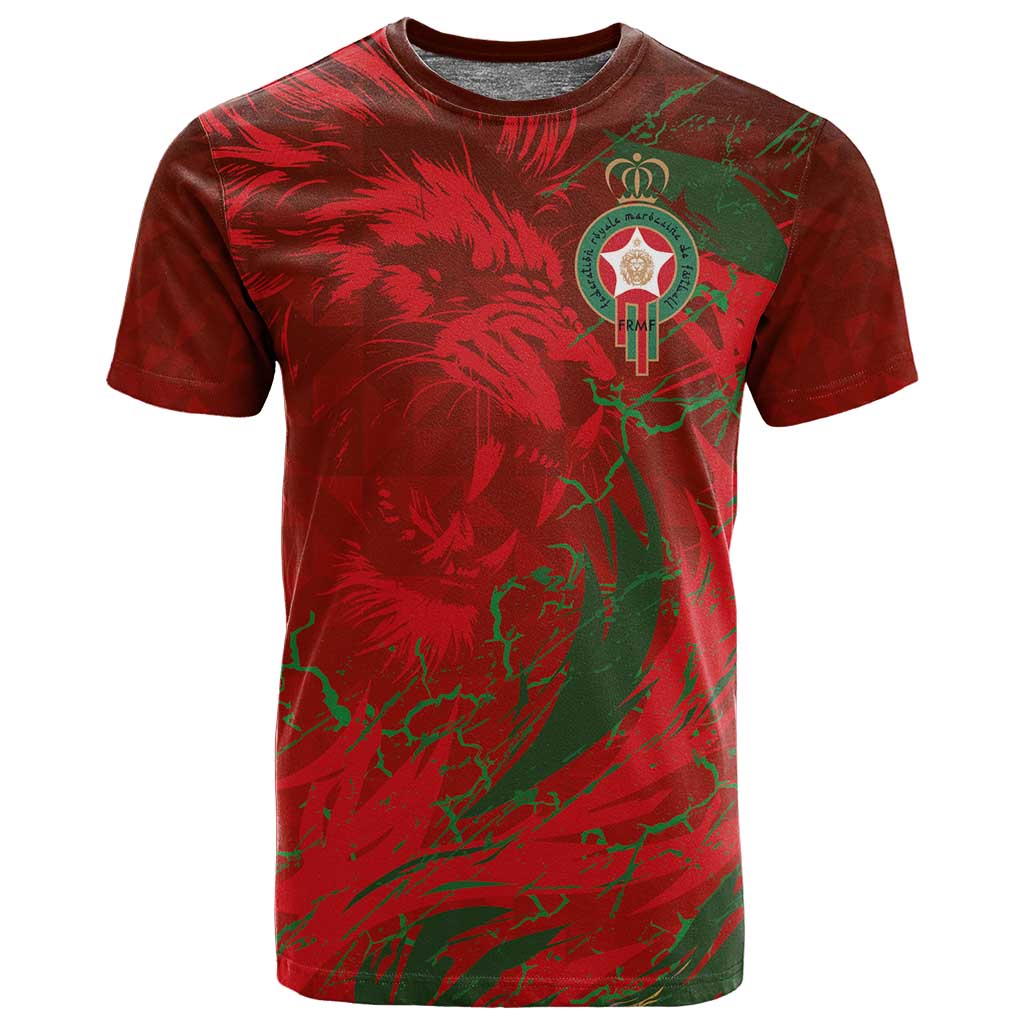 Morocco National Football Custom T shirt Atlas Lions Sporty Grunge Style - African Pride