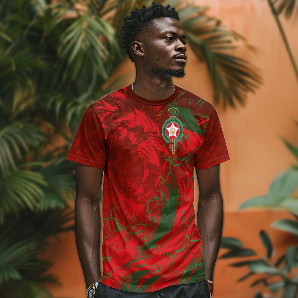 Morocco National Football Custom T shirt Atlas Lions Sporty Grunge Style - African Pride