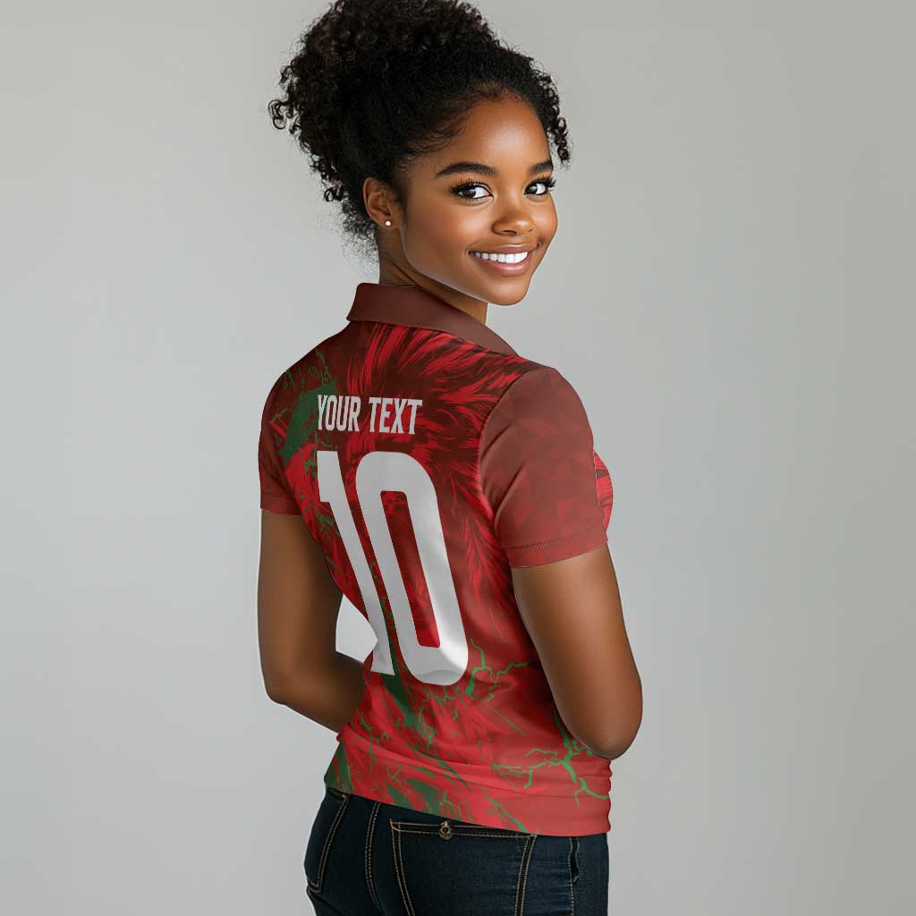 Morocco National Football Custom Women Polo Shirt Atlas Lions Sporty Grunge Style - African Pride