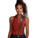 Morocco National Football Custom Women Sleeveless Polo Shirt Atlas Lions Sporty Grunge Style - African Pride