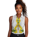 Enkutatash Ethiopia New Year Women Sleeveless Polo Shirt Tilet Pattern With Adey Abeba Flowers