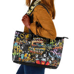 Raised On Hip Hop Leather Tote Bag Graffiti Art Style - African Pride
