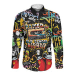 Raised On Hip Hop Long Sleeve Button Shirt Graffiti Art Style - African Pride