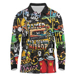 Raised On Hip Hop Long Sleeve Polo Shirt Graffiti Art Style - African Pride