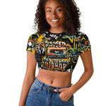 Raised On Hip Hop Raglan Cropped T shirt Graffiti Art Style - African Pride