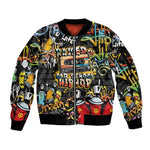 Raised On Hip Hop Sleeve Zip Bomber Jacket Graffiti Art Style - African Pride