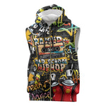 Raised On Hip Hop Sleeveless Zip Hoodie Graffiti Art Style - African Pride