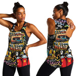 Raised On Hip Hop Women Racerback Tank Graffiti Art Style - African Pride