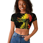 Afro Music Pride Raglan Cropped T shirt From Our Roots The World Finds Rhythm - African Pride