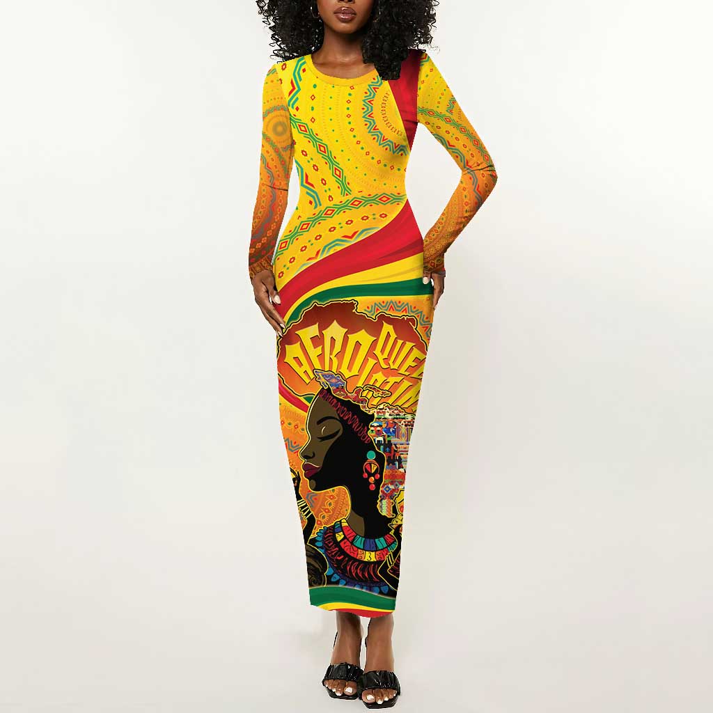 African Woman In Ethnic Dress Long Sleeve Bodycon Dress Ethnic Geometric Patterns LT18 main image 1