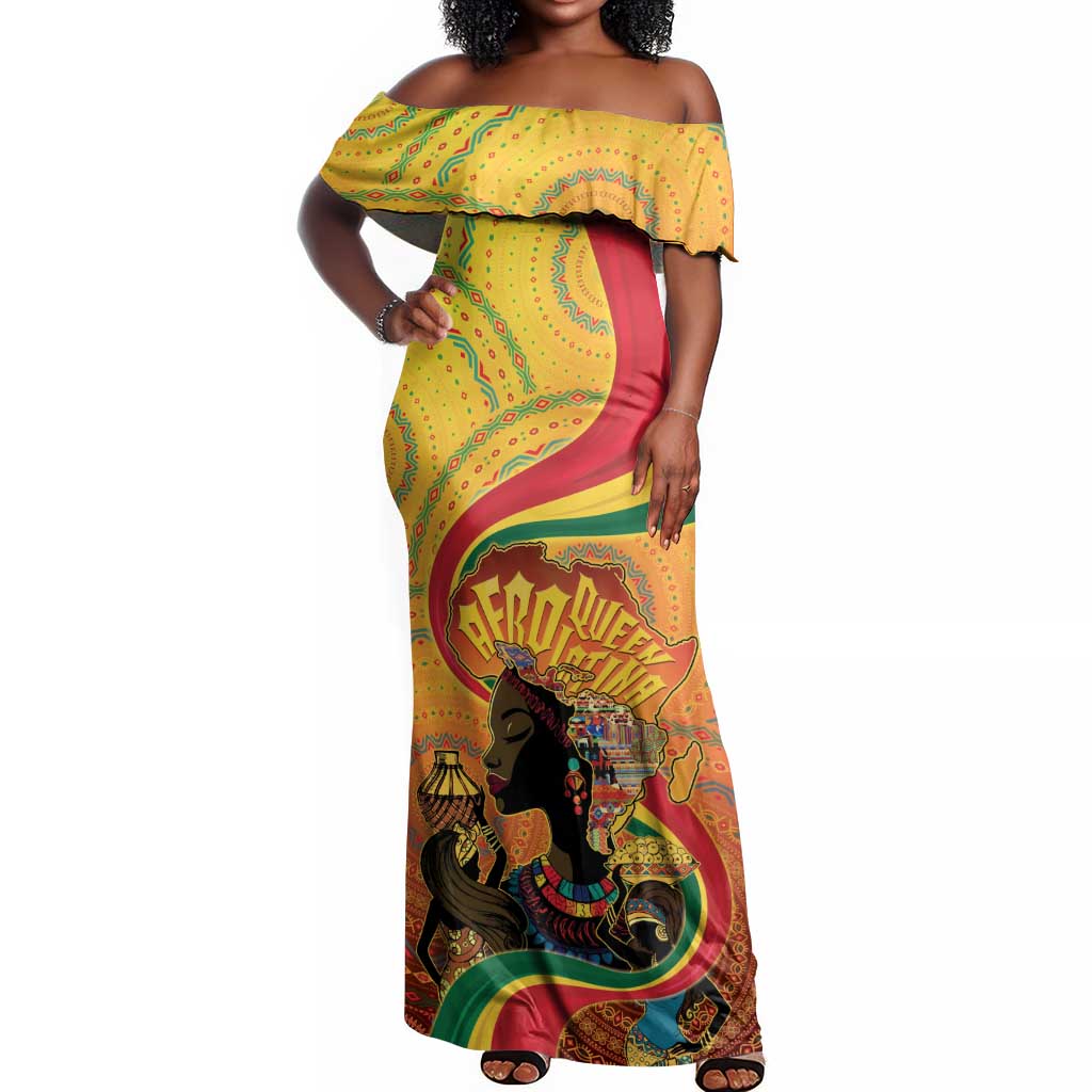 Afro Latina Queen Off Shoulder Maxi Dress The Beauty Of Black Women by African Pride Afro Latina Queen Off Shoulder Maxi Dress The Beauty Of Black Women by African Pride