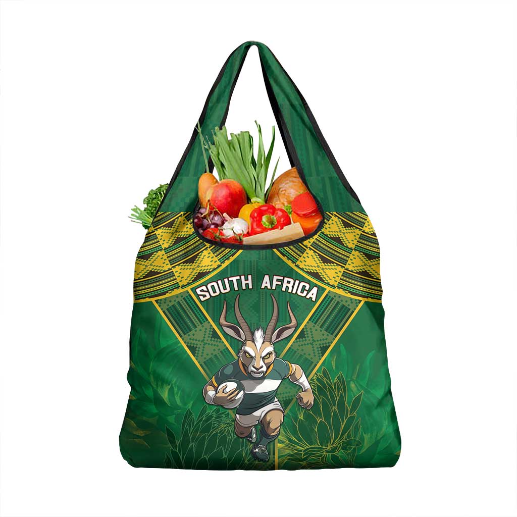 South Africa Rugby 2024 Grocery Bag Go Bokke African Pattern