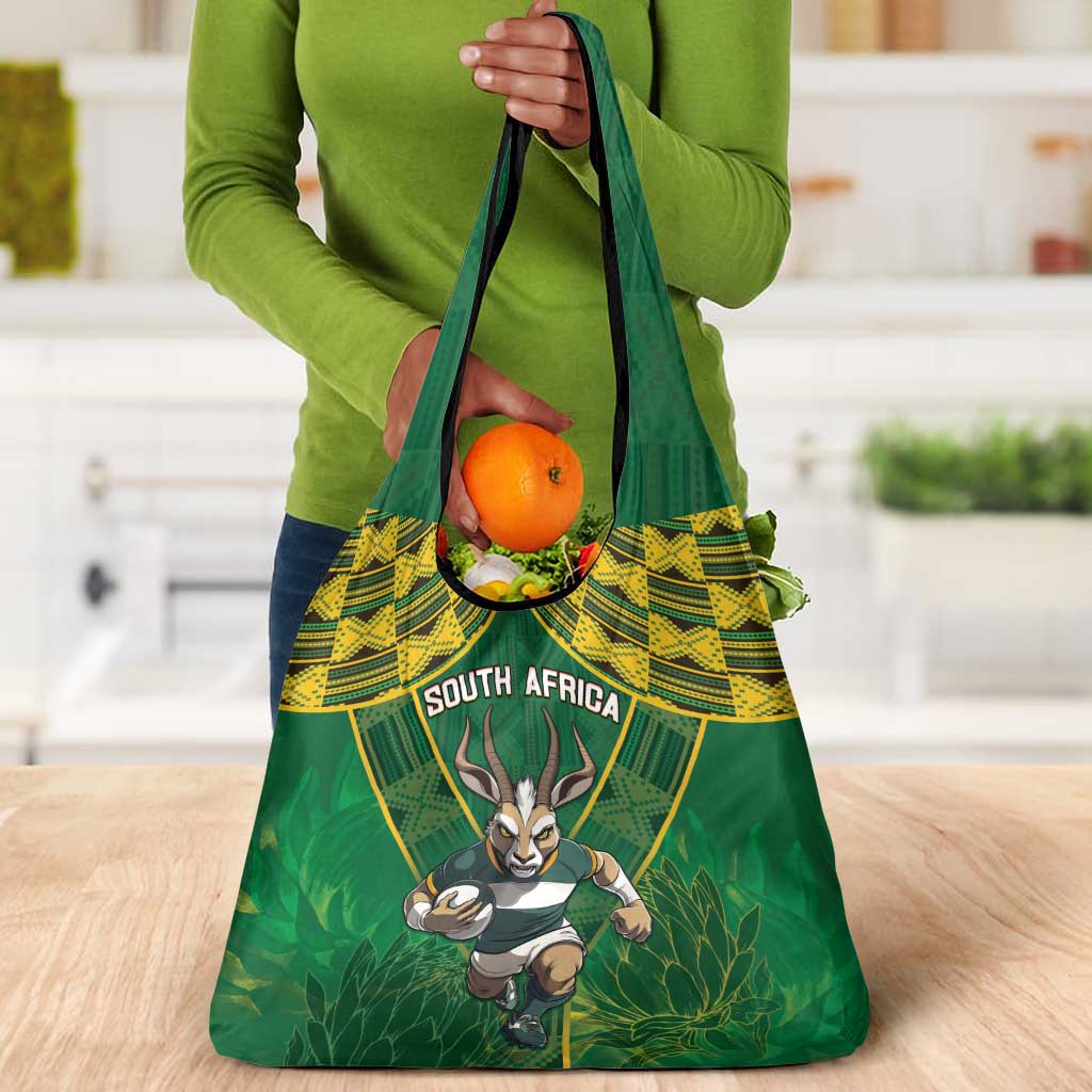 South Africa Rugby 2024 Grocery Bag Go Bokke African Pattern