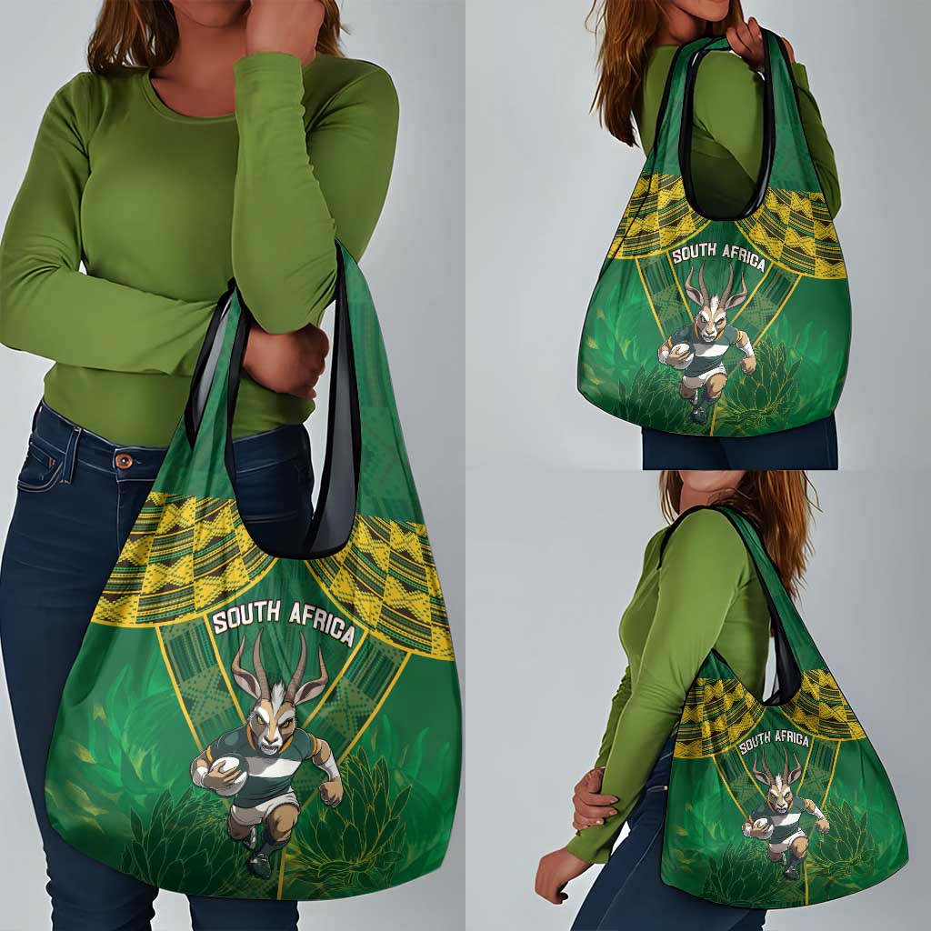 South Africa Rugby 2024 Grocery Bag Go Bokke African Pattern