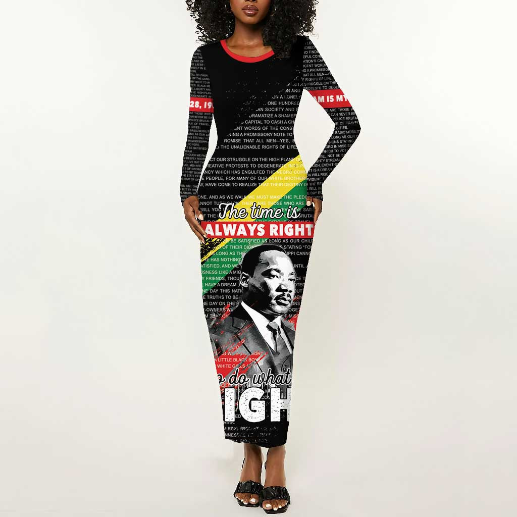 MLK Honoring The Legacy Long Sleeve Bodycon Dress Black Version by AfricanPride MLK Honoring The Legacy Long Sleeve Bodycon Dress Black Version by AfricanPride
