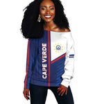 Custom Cape Verde Football Off Shoulder Sweater Unique Style - African Pride