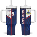 Custom Cape Verde Football Tumbler With Handle Unique Style - African Pride