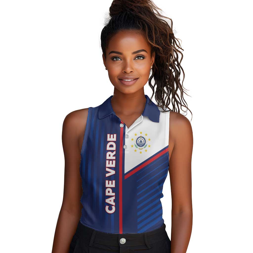 Custom Cape Verde Football Women Sleeveless Polo Shirt Unique Style - African Pride