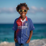 Custom Cape Verde Football Kid Hawaiian Shirt Blue Sharks Make History - African Pride