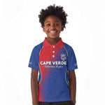 Custom Cape Verde Football Kid Polo Shirt Blue Sharks Make History - African Pride