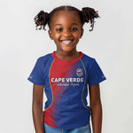 Custom Cape Verde Football Kid T shirt Blue Sharks Make History - African Pride