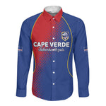 Custom Cape Verde Football Long Sleeve Button Shirt Blue Sharks Make History - African Pride