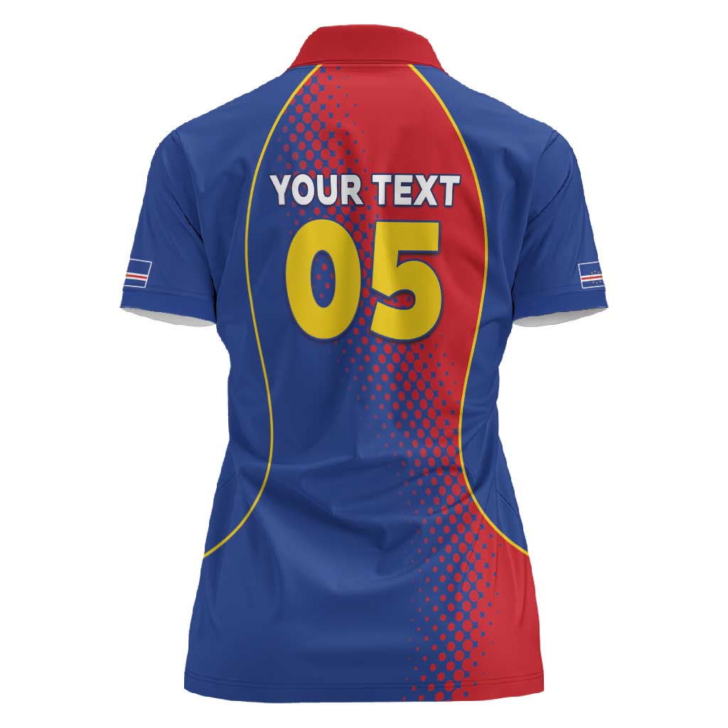 Custom Cape Verde Football Women Polo Shirt Blue Sharks Make History - African Pride