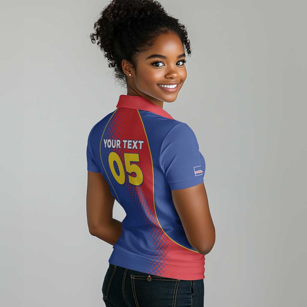 Custom Cape Verde Football Women Polo Shirt Blue Sharks Make History - African Pride