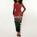 Personalised Kenya Jamhuri Day Long Sleeve Bodycon Dress One Nation One Flag One People LT05