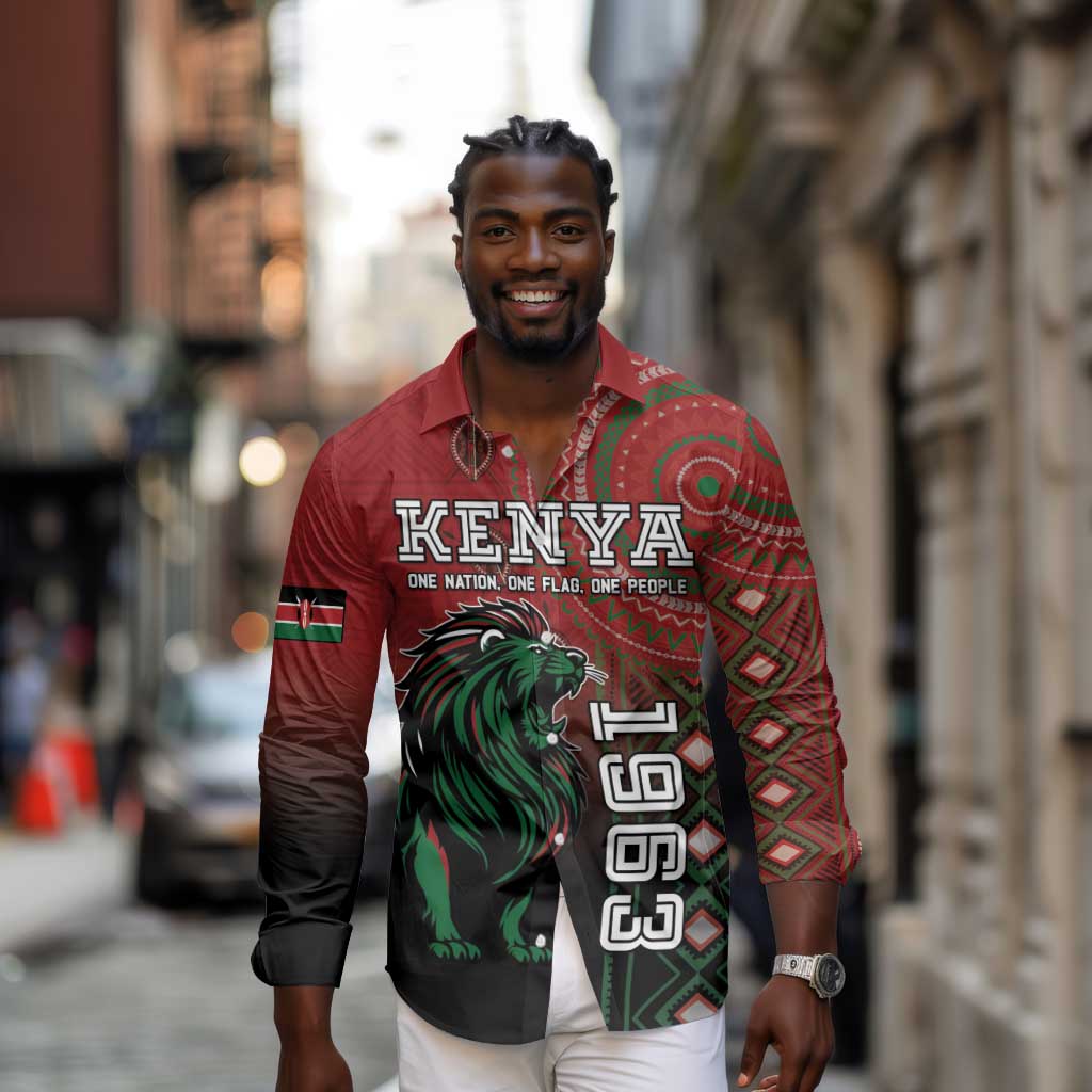 Personalised Kenya Jamhuri Day Long Sleeve Button Shirt One Nation One Flag One People