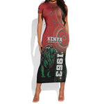 Personalised Kenya Jamhuri Day Short Sleeve Bodycon Dress One Nation One Flag One People LT05