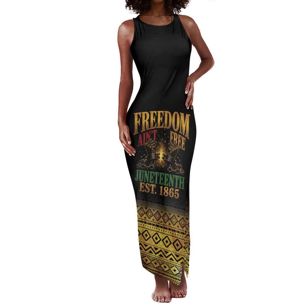 juneteenth maxi dresses Juneteenth 1865 Tank Maxi Dress Freedom Ain't Free by African Pride Shop
