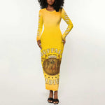 Honor Buffalo Soldiers Long Sleeve Bodycon Dress African American Cavalry Yellow Version - African Pride