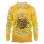 Honor Buffalo Soldiers Long Sleeve Polo Shirt African American Cavalry Yellow Version - African Pride