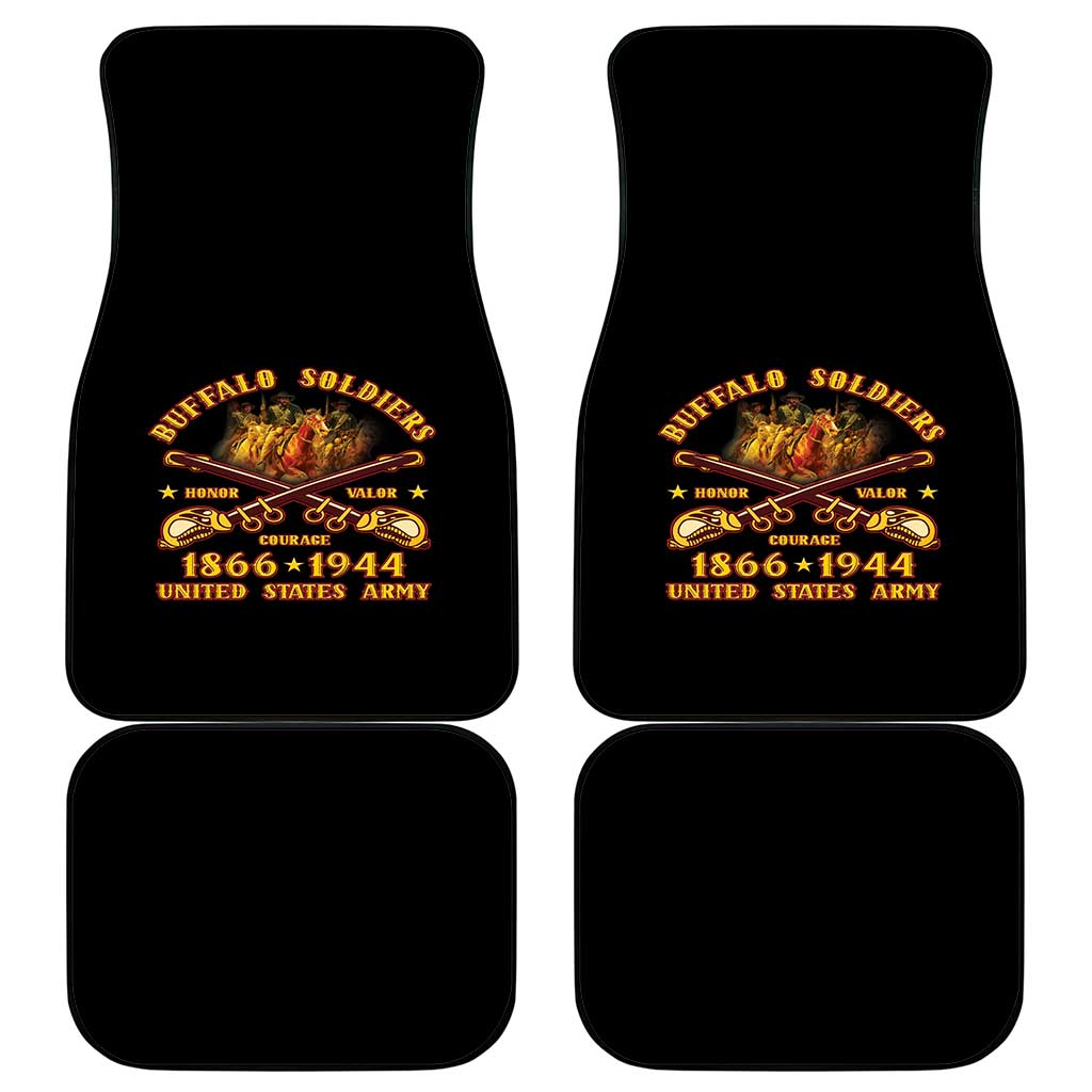 Honor Buffalo Soldiers Car Mats African American Cavalry Black Version - African Pride